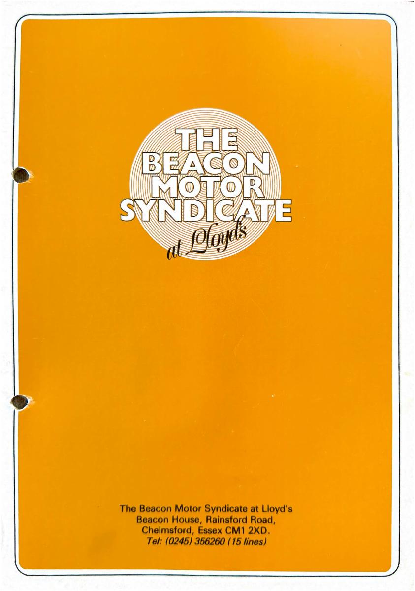 Scan of Beacon Motor Syndicate at Lloyd's — insurance